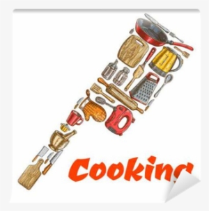 Kitchen Ax Hatchet Emblem Made Of Cooking Utensils - Kitchen