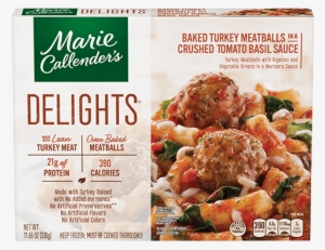 Baked Turkey Meatballs In A Crushed Tomato Basil Sauce - Marie Callenders Delights Baked Turkey Meatballs