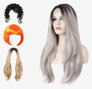 Fashion Wigs Category - Rzwd Ombre Gray 2 Tones Synthetic-lace Front Wig-wigs