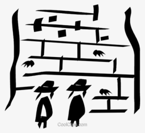 People Praying At The Wailing Wall Royalty Free Vector - Clip Art