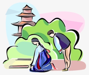 Ch'usok, Korean Harvest Day Royalty Free Vector Clip - Cartoon Pictires Of People Praying