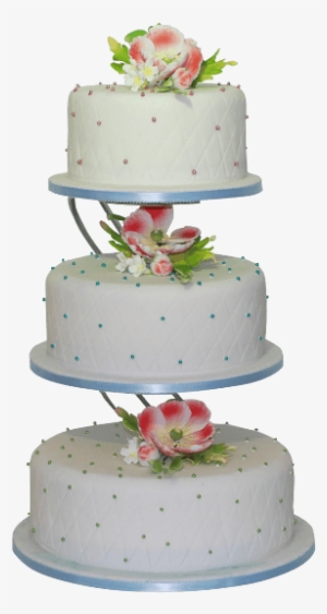Three Tier Large Flower Wedding Cake - Wedding Cake