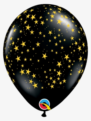 25 Latex Balloons 11" Halloween Black & Gold Stars - Star Printed Latex Balloon