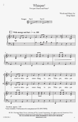 Thumbnail Whisper - Whisper Greg Gilpin Sheet Music