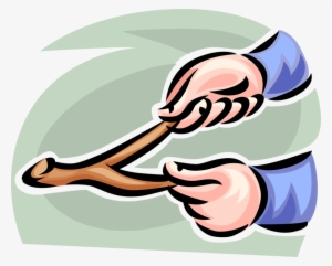 Vector Illustration Of Hands Holds Dowsing Divining - Rhabdomancy