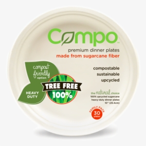 Ultra Green 10" Sugar Cane Fiber Plates, - Compo Ultra Green Tableware 7" Dessert Plate (6x40