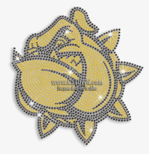 Yellow Bulldog Face Iron On Rhinestone Transfer - Sunflower