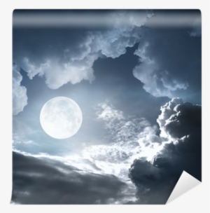 Night Sky With Moon And Clouds Wall Mural • Pixers® - Cloud