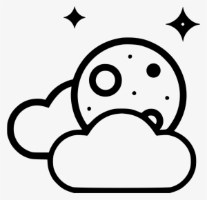 Forecast Clouds Moon Night - Line Art