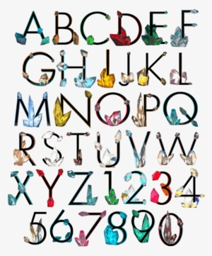 Crystal Colorful Diamond Font Alphabet