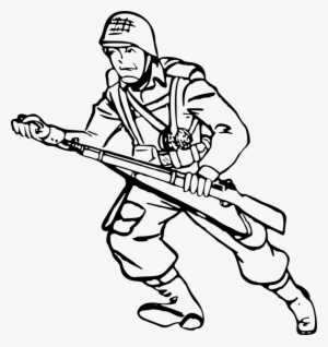 Black And White Soldier Drawing Line Art Army - Soldier In Black And White Clip Art