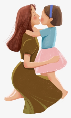 Hand Painted Cartoon Mother And Daughter Decoration - Mother