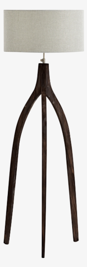 Image For Wooden Floor Lamp With Grey Fabric Shade - Lamp