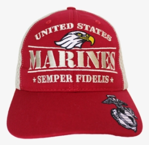 24333 - U - S - Marines Cap - Made In Usa - Red/khaki - Baseball Cap