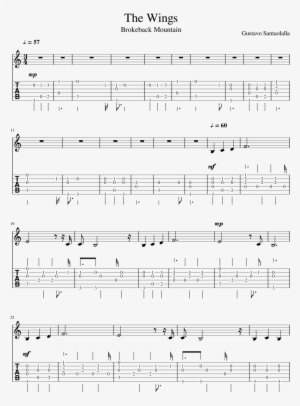 The Wings Sheet Music Composed By Gustavo Santaolalla - Wings Brokeback Mountain Guitar