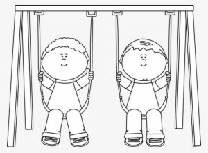 Black And White Kids On A Swing - Black And White Swings