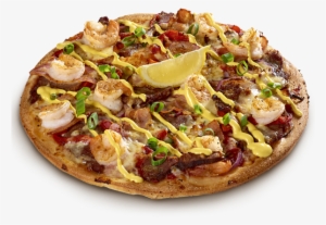 Premium Beef, Cajun Prawns, Rasher Bacon, Spanish Onion, - Pizza Capers Reef And Beef