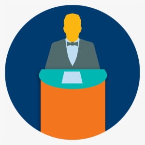 A Person Stands Behind A Podium - Illustration