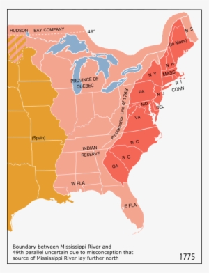 Location Of Thirteen Colonies Map - Proclamation Of 1763
