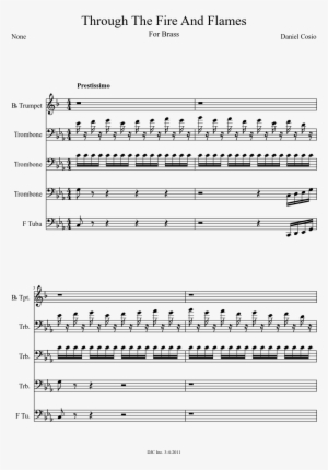 Through The Fire And Flames Sheet Music Composed By - Dumb Way To Die Guitar Sheet Music