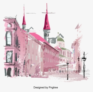 -painted British European Architecture Castle City - Castle