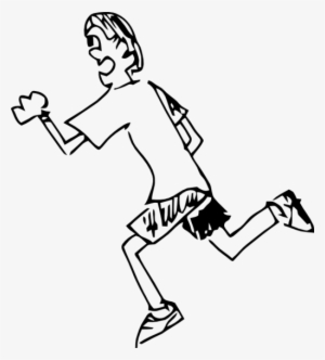 Running Tshirt Short Sleeve Run Boy Black Stick Figure - Intransitive Verb