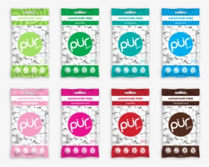 8 Gum Bag Variety, , Pur Gum, Pur Gum, Pur Gum, Aspartame - Pur - Aspartame Free Chewing Gum Bubble Gum - 55 Pieces