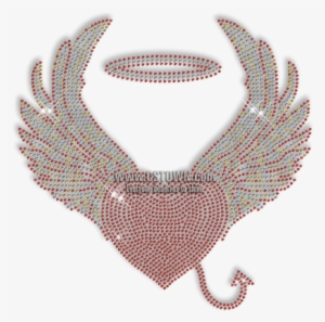 Custom Best Sparkle Heart With Wngs And Loop Diamante - Iron-on