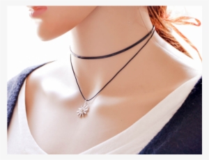 Woman Simple Snowflake Pendant Retro Necklace N-15 - Wide Lace Choker
