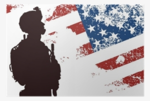 Us Soldier With The American Flag On The Background - Usa Flag With Soldier