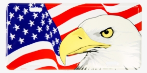 Eagle W/american Flag Background - American Flag Eagle License Plate