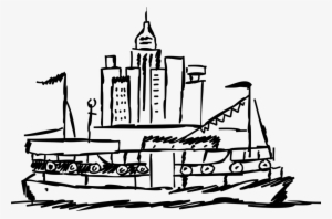 Vector Illustration Of Ferry Or Ferryboat Watercraft - Ferry Boat