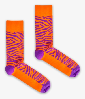 A Simple But Effective Purple And Orange Tiger Print - Sock