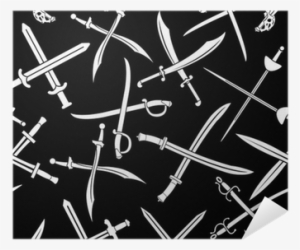 Crossed Swords Vector Seamless Pattern In Black Background - Sword