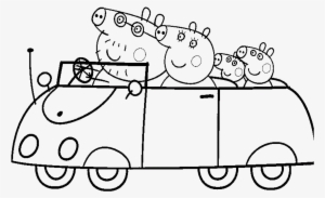 Oh Peppa Pig And Her Family How To Colour This Picture - Peppa Pig Car Colouring