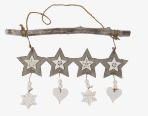 Decorazione In Legno Grigio/bianca Da Appendere Stelle,