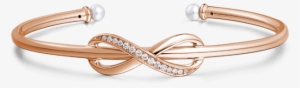 Infinity Love Open Cuff Bangle With Swarovski Pearl - Bangle Bracelets Soufeel Infinity Love Bangle Rose
