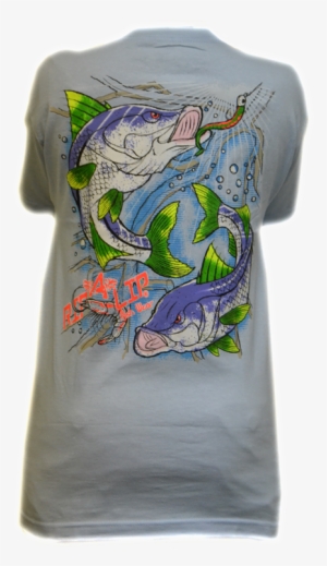 Powder Blue Short Sleeve Graphic Fishing Tee - Sleeve