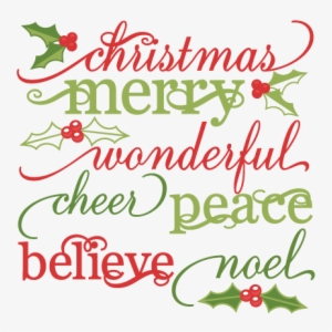 Christmas Words Set Cute Christmas Words Clipart Svg