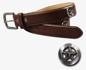 3″ Side-stitched Brown Leather Belt - Leather