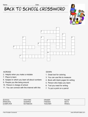 Back To School Crossword Puzzle Main Image Download