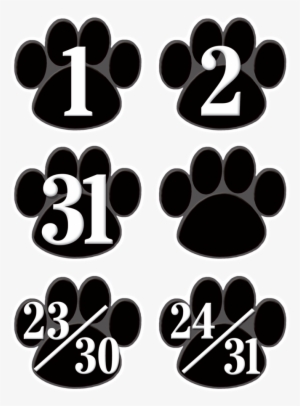 Tcr5232 Black Paw Prints Calendar Days Image - Paw Print Calendar ...