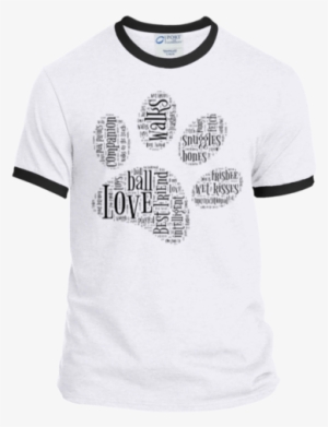 Black Paw Print Word Cloud Personalized Ringer Tee