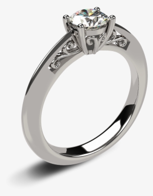 14k White Gold Unique Diamond Engagement Ring - Unique Solitaire White Gold Wedding Rings