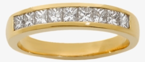 Yellow Gold Wedding Ring Half-paved With Princess Diamonds - Engagement Ring