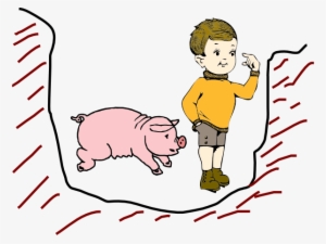 Boy In Pit With Pig Clip Art - Pit In Clip Art