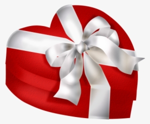 Red Heart Gift Box With White Bow Png Clipart - Srećan Rođendan Rodjendanske Cestitke