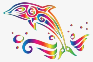 Clipart Chromatic Tribal Dolphin 7 No Background - Tribal Dolphin Clipart