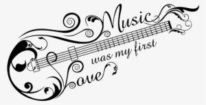 Wandtattoo Music Love Mit Gitarren-ornament Bei Homesticker - Bass Guitar Tattoo Flash