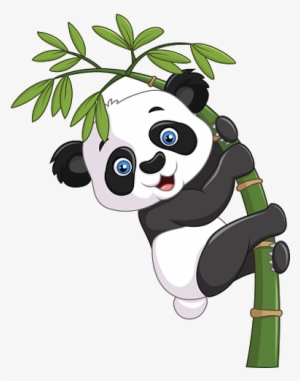Baby Panda Climbing Bamboo Tree - Gambar Panda Png